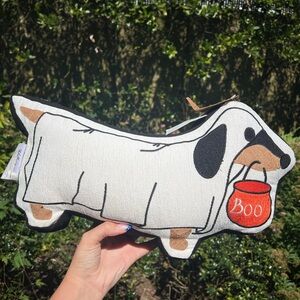 Dachshund Ghost Dog Halloween Pillow